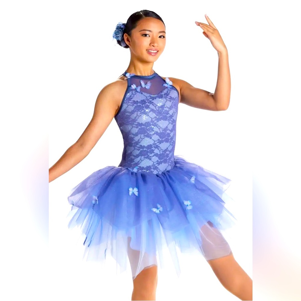 NWT Weissman Kids Halloween Ballet Blue Butterfly Wings Costume Tutu Size Medium
